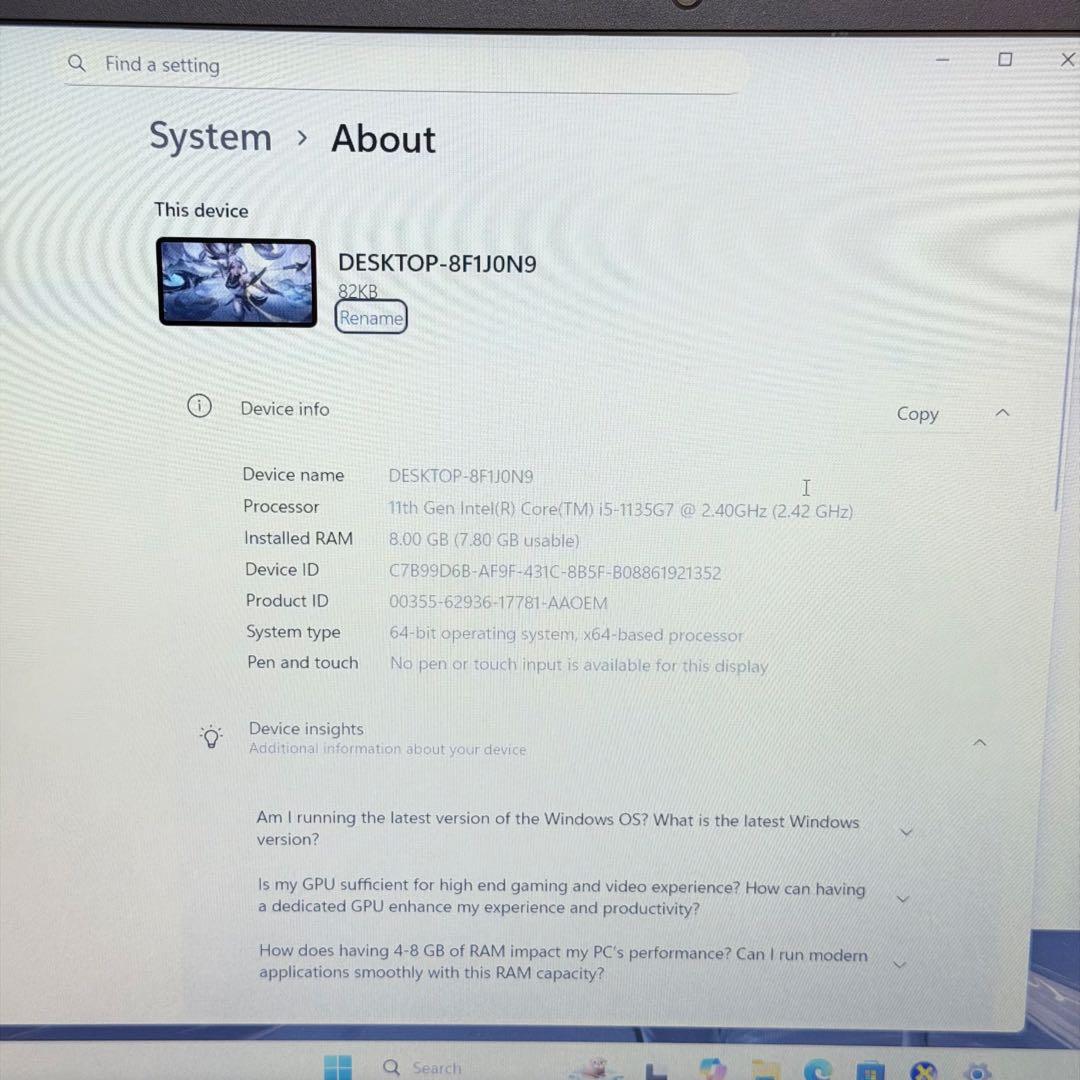その他ノートPC本体 Lenovo V15 Gen 2 Core i5 / 8GB / 256GB