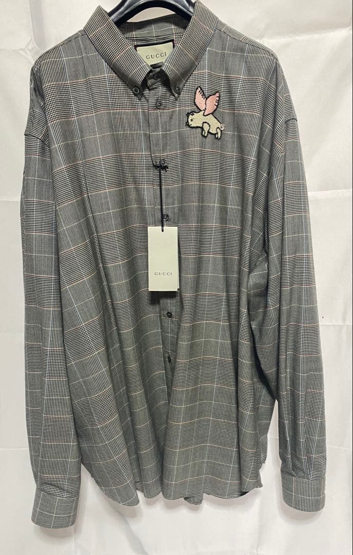 GUCCI 19SS新品ジェジュン着用モデル　チェック柄 長袖シャツ50
