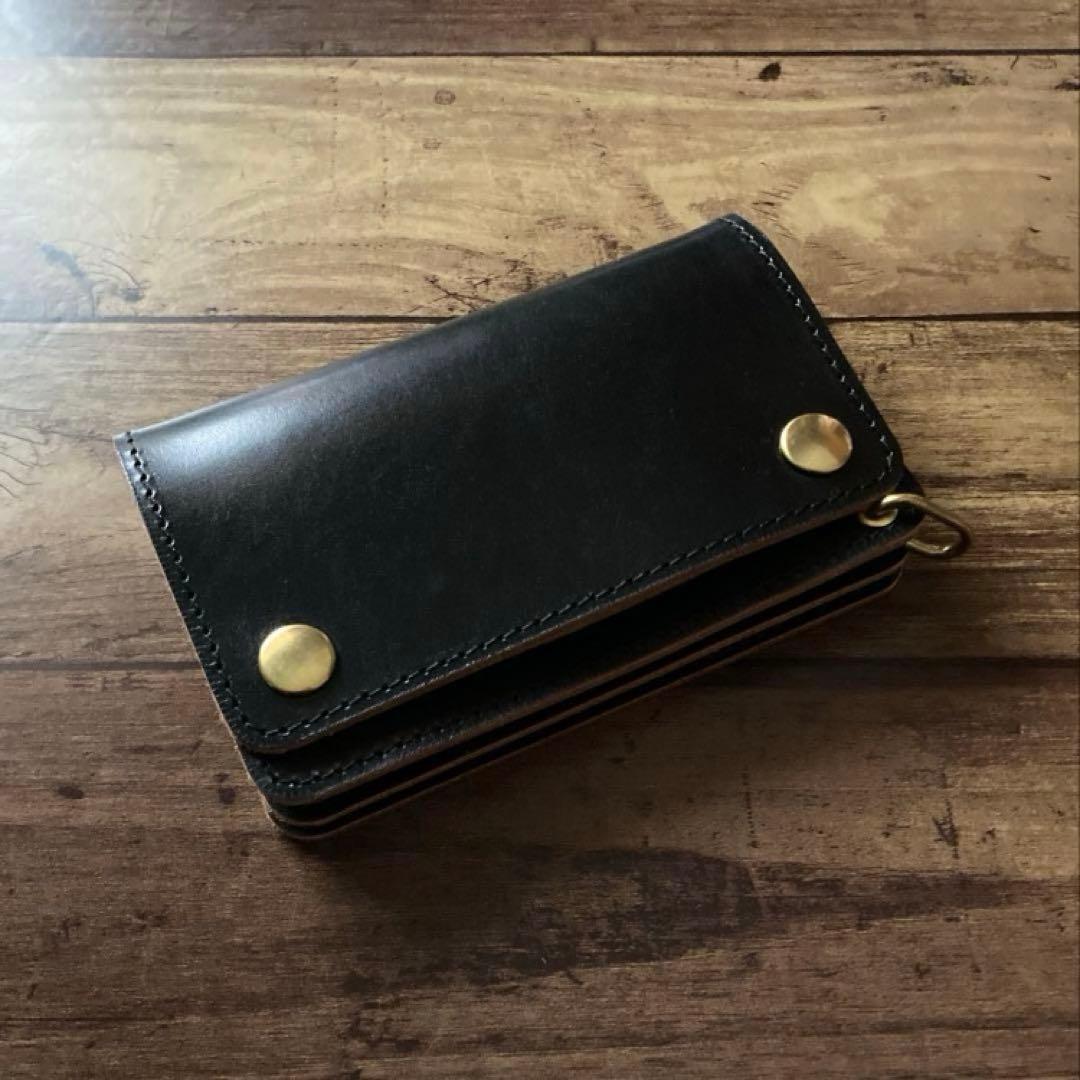 【こじ】ミドルトラッカーウォレット 茶芯ブラック【お札を折らずに収納】