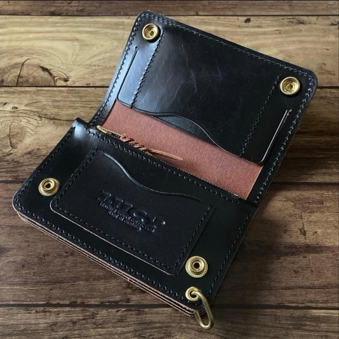 【こじ】ミドルトラッカーウォレット 茶芯ブラック【お札を折らずに収納】