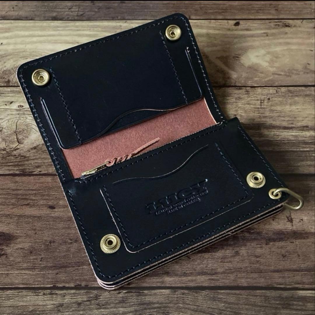 【こじ】ミドルトラッカーウォレット 茶芯ブラック【お札を折らずに収納】