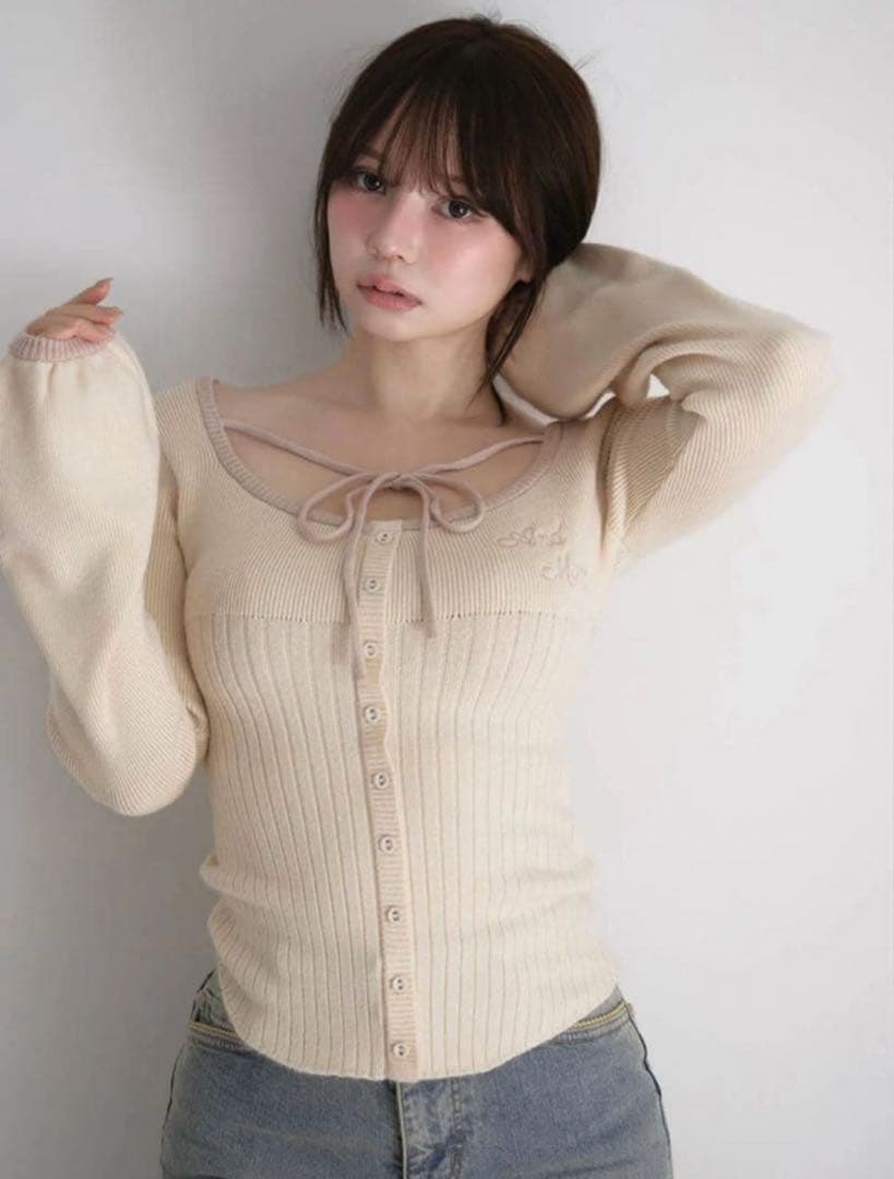 トップス andmary Sonique knit tops ivory AM1522