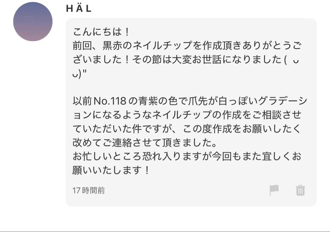 H Ä L　ネイルチップ　サイズオーダー