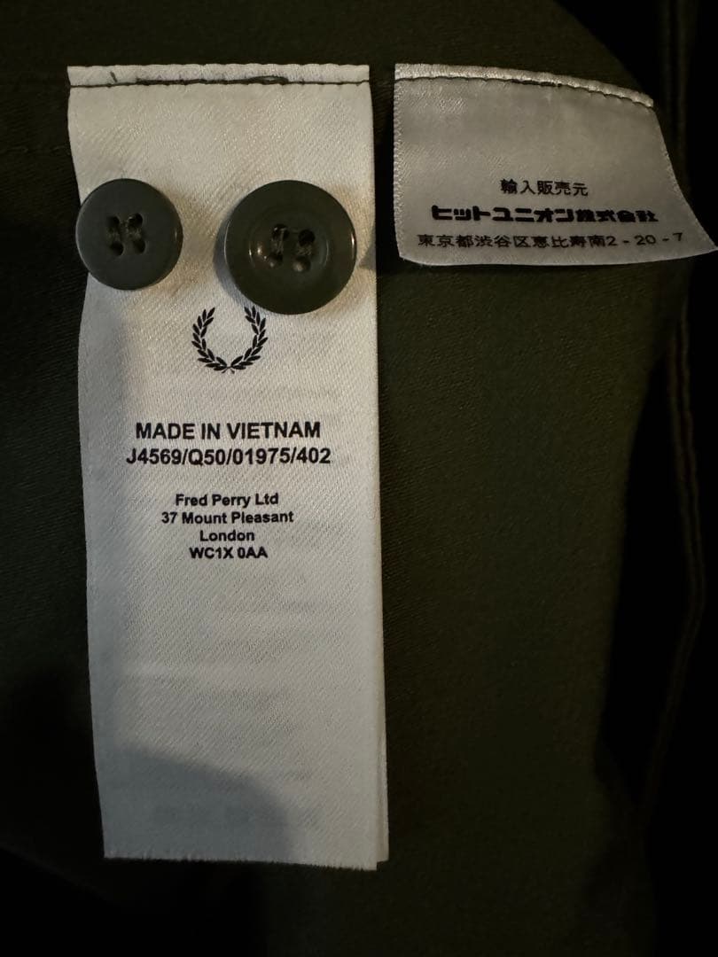 FRED PERRY フード付きモッズコート オリーブ