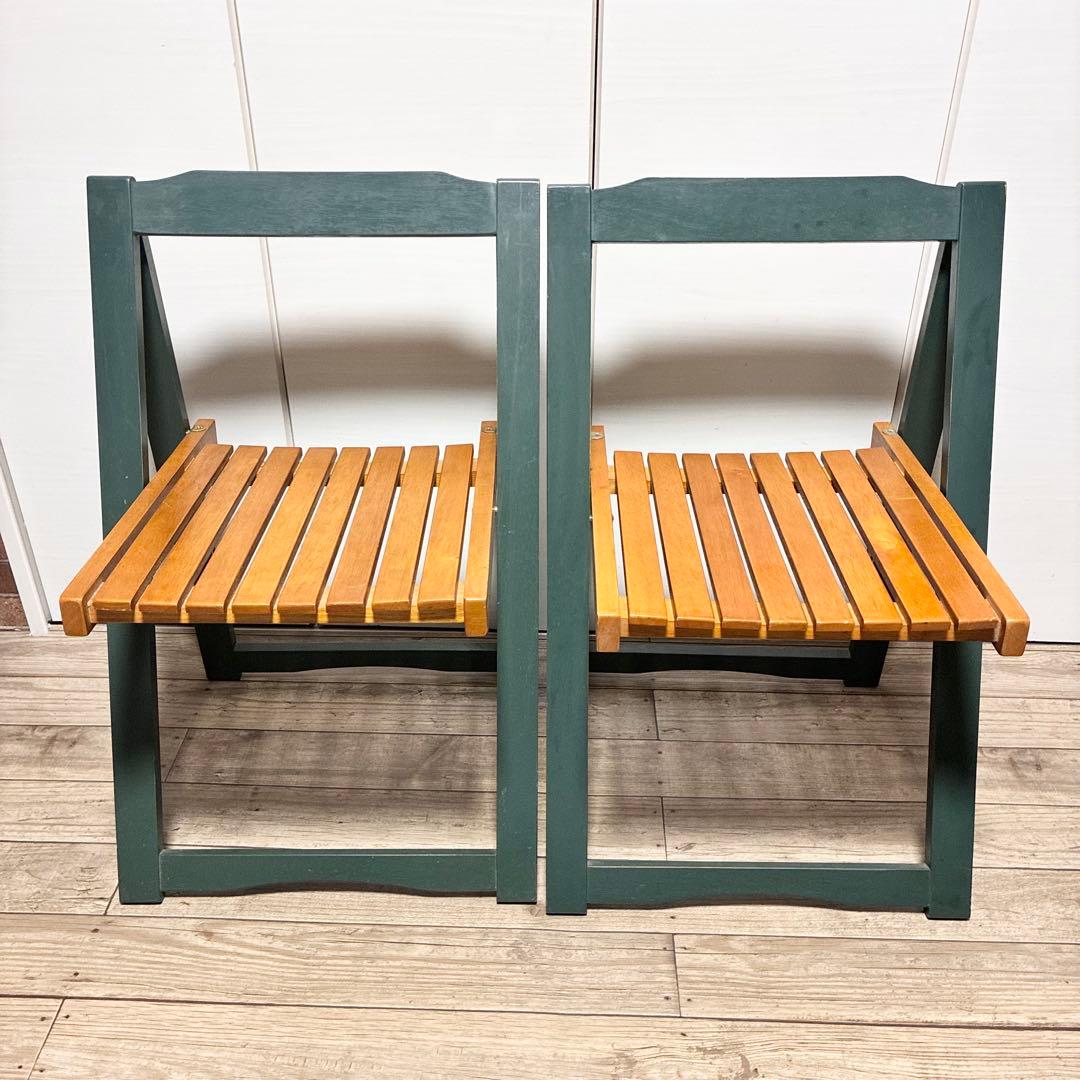 【古道具】 折りたたみチェア フォールディングチェア 2脚セット