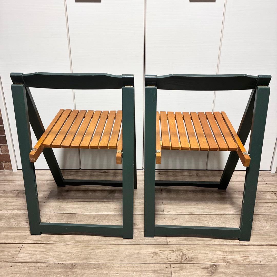 【古道具】 折りたたみチェア フォールディングチェア 2脚セット