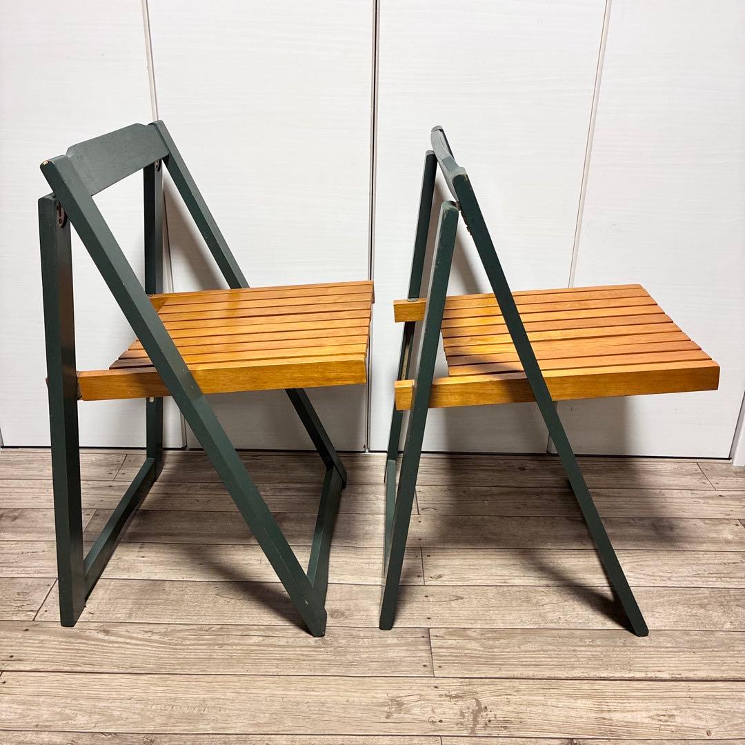 【古道具】 折りたたみチェア フォールディングチェア 2脚セット