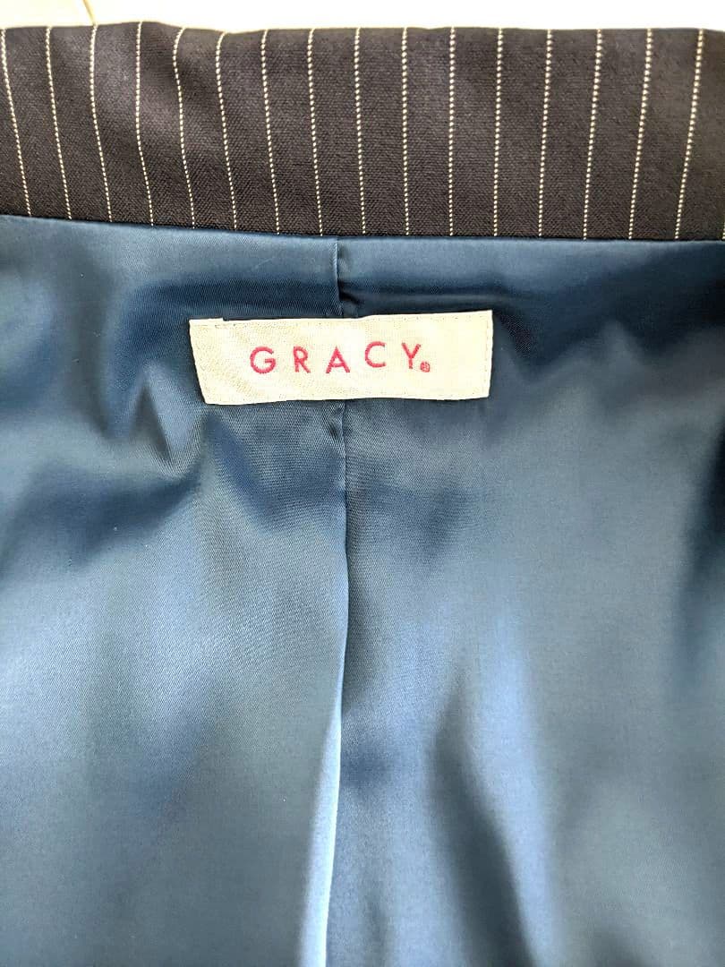 【極美品】大きいサイズ☆GRACY ネイビー ストライプ スーツ