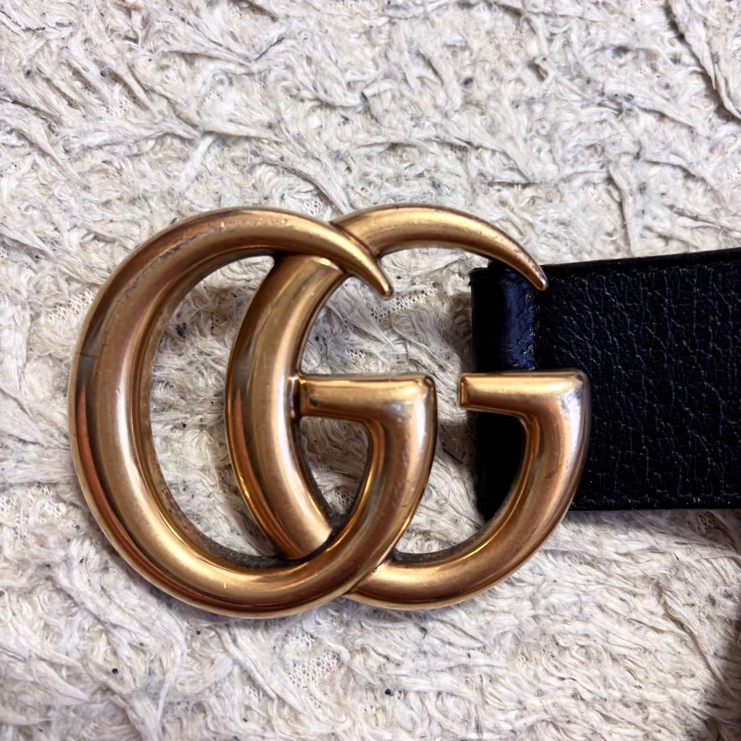 極美品✨ GUCCI ベルト マーモント レザー ブラック GG 刻印 近年
