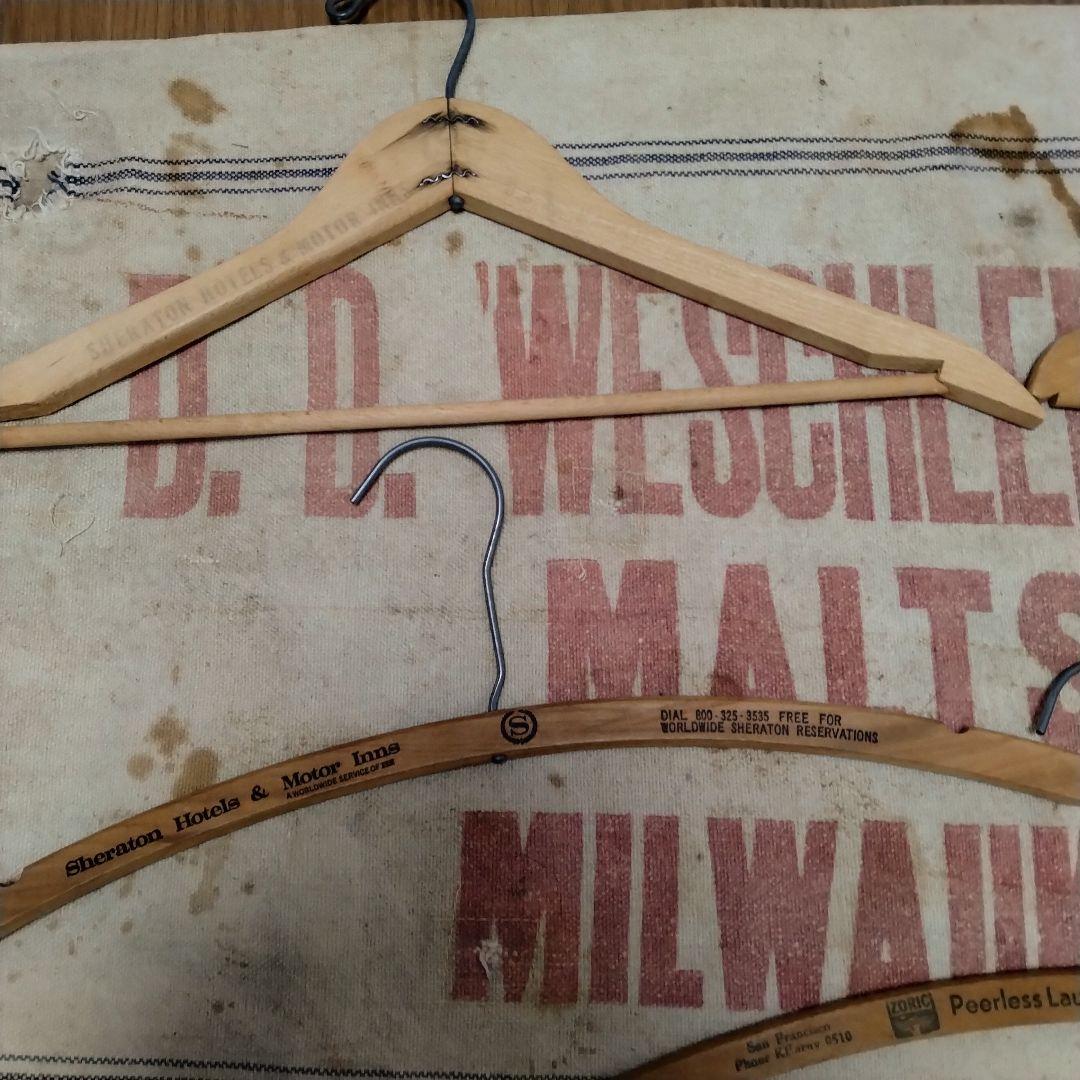 50s vintage wood hanger made in usa　5本