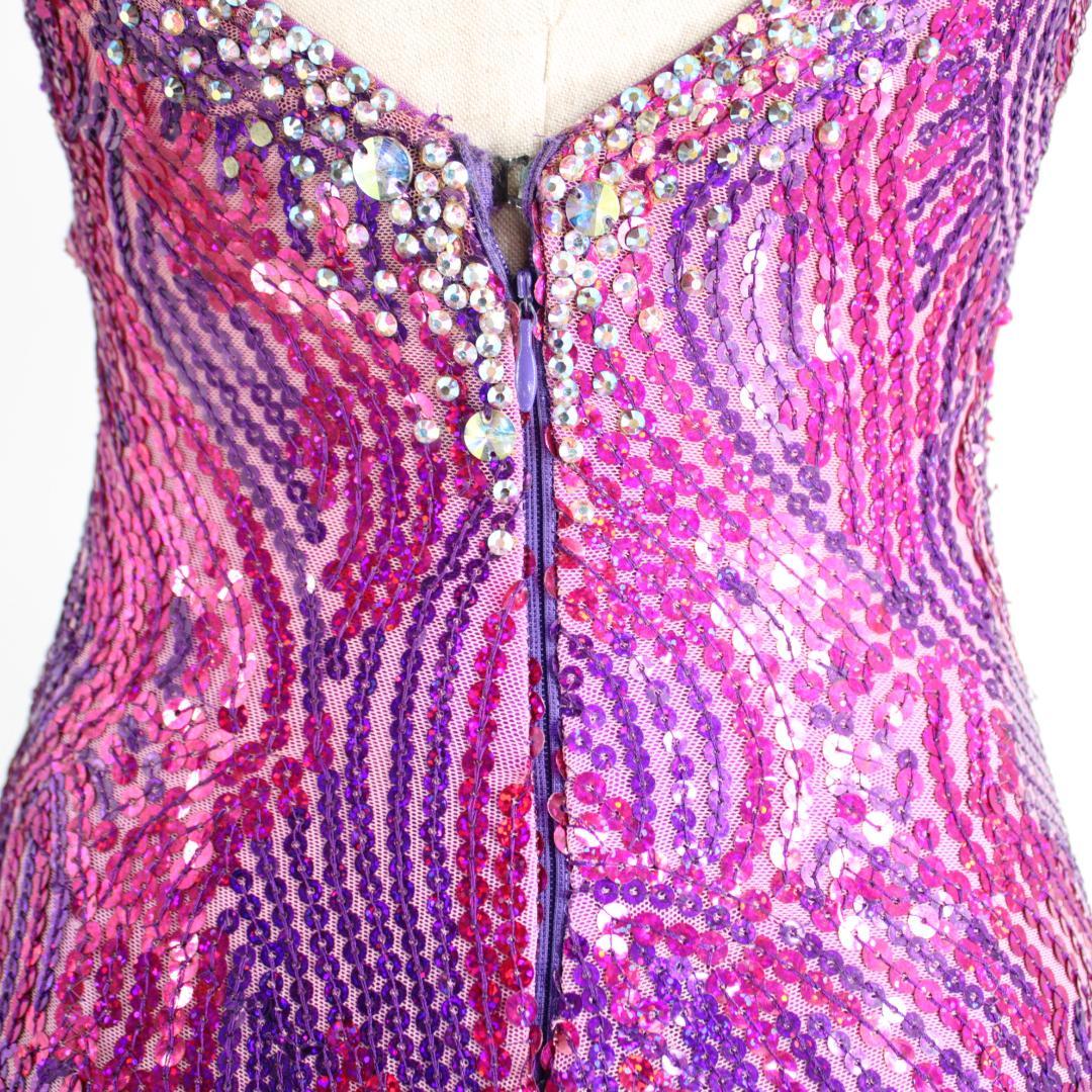 【社交ダンス衣装】パープル×豪華フリル ラテンドレス ワンピース 紫