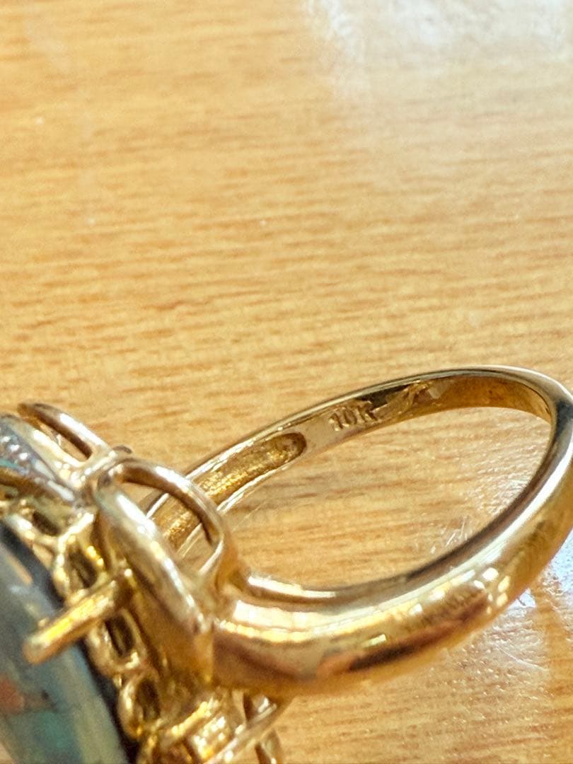 K10 モザイクオパールリング？　 14号