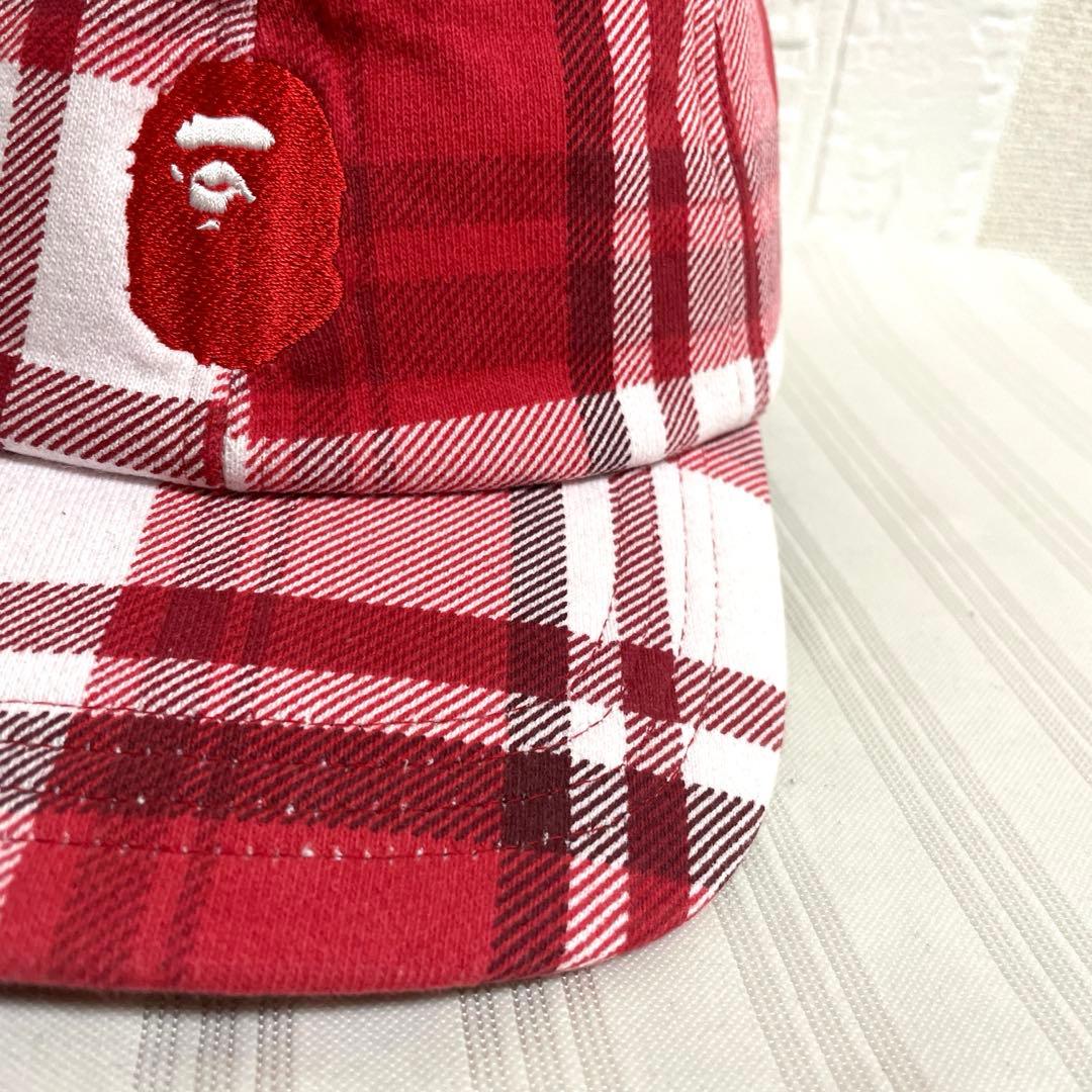 アベイシングエイプ キャップ 赤系 チェック
