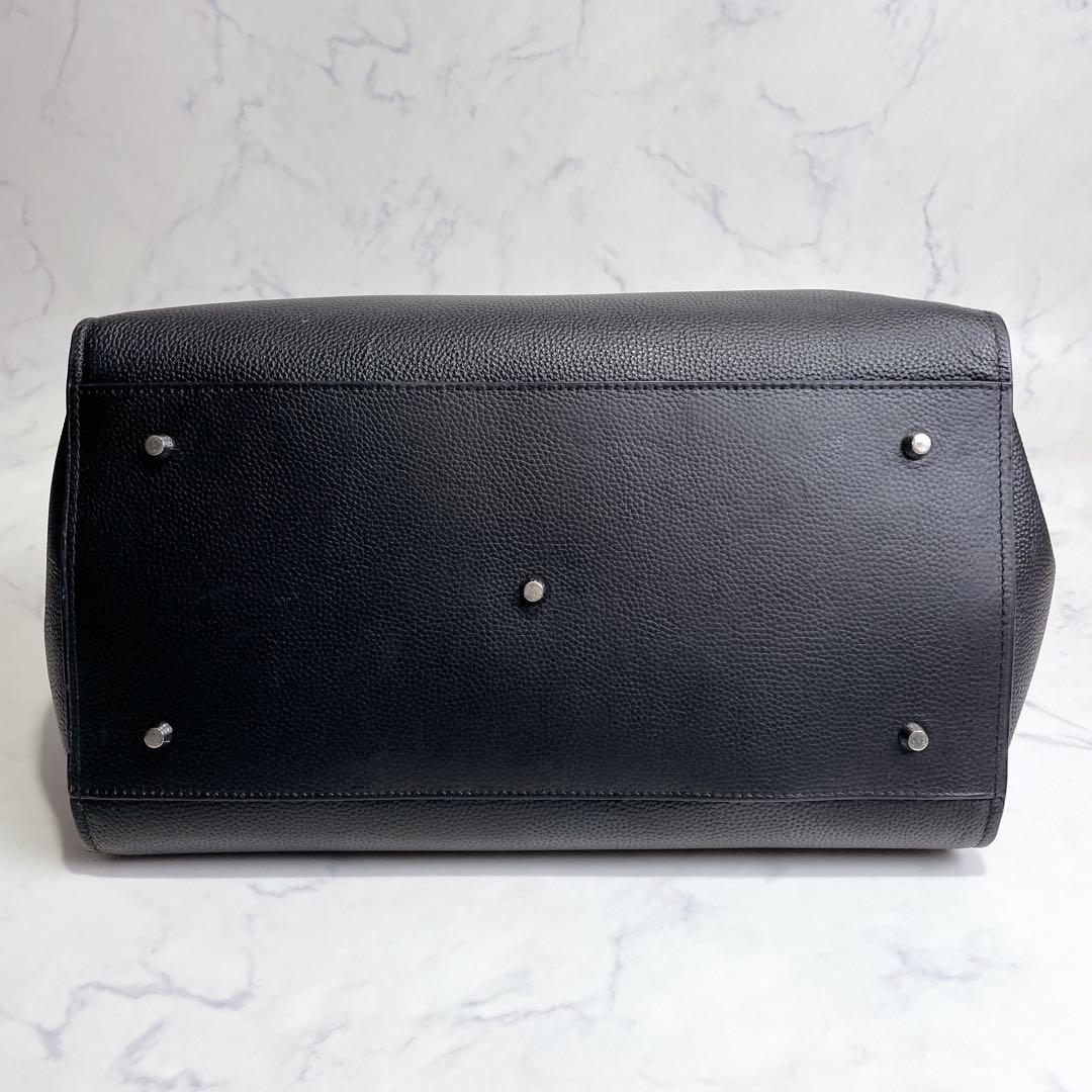 極美品✨JISTORY サイドベルト ボストンバッグ レザー シボ 大容量 黒