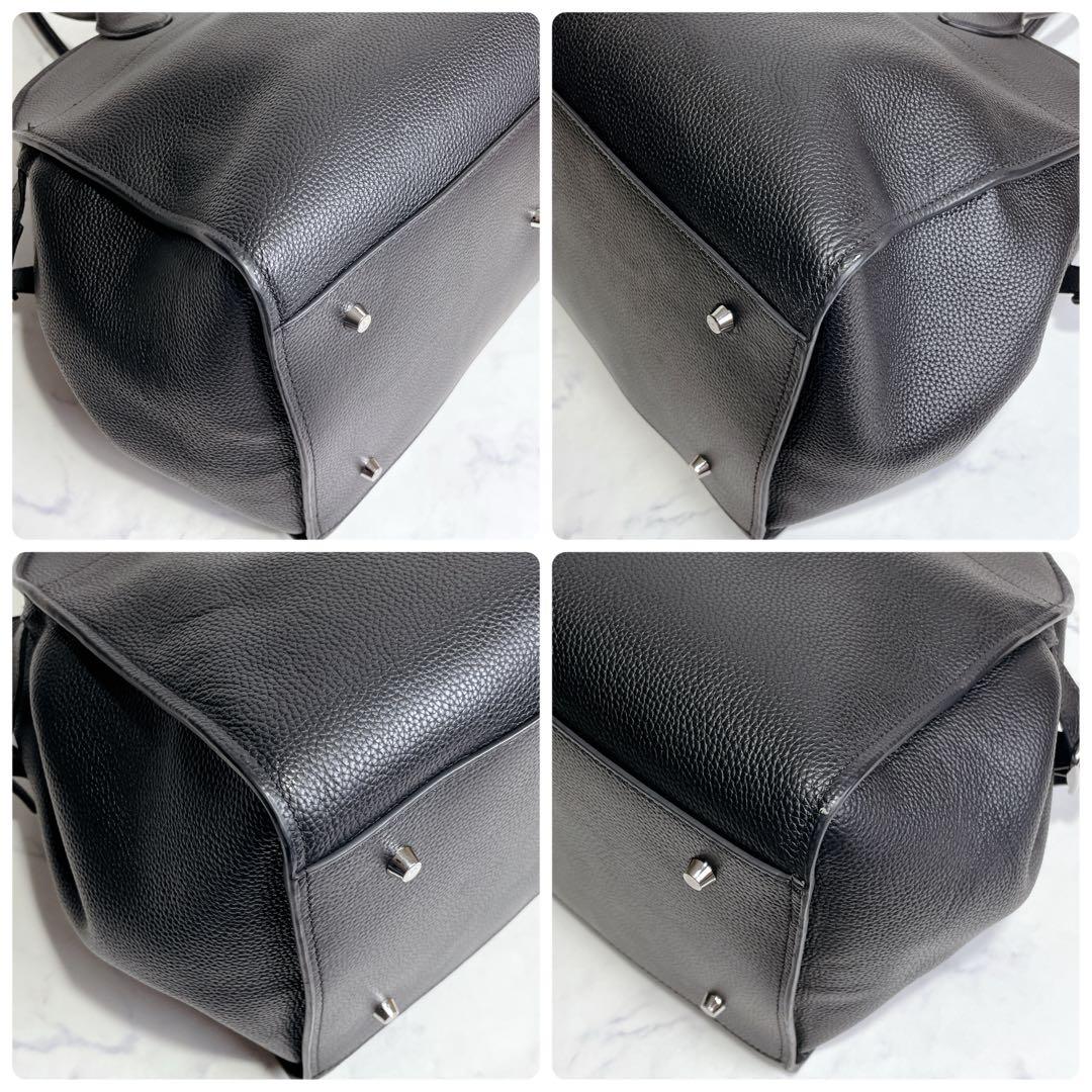 極美品✨JISTORY サイドベルト ボストンバッグ レザー シボ 大容量 黒