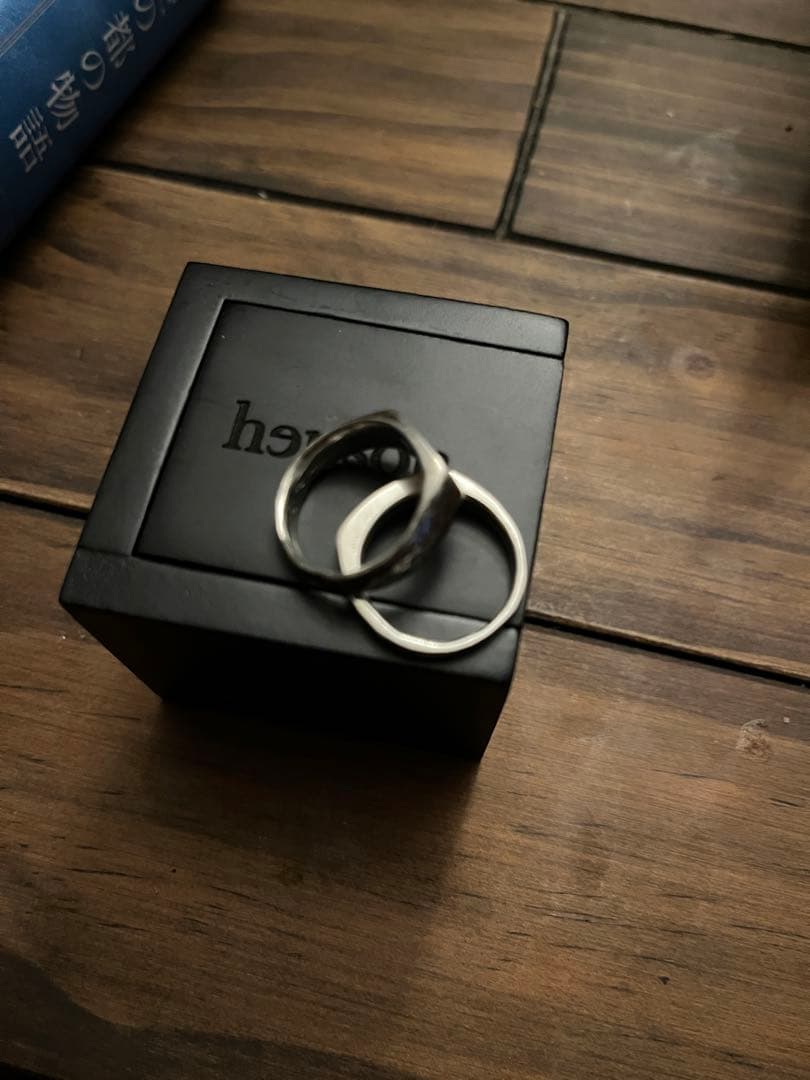 Henson シグネット+ブラックダイヤモンド　シルバーリングセット15-16号