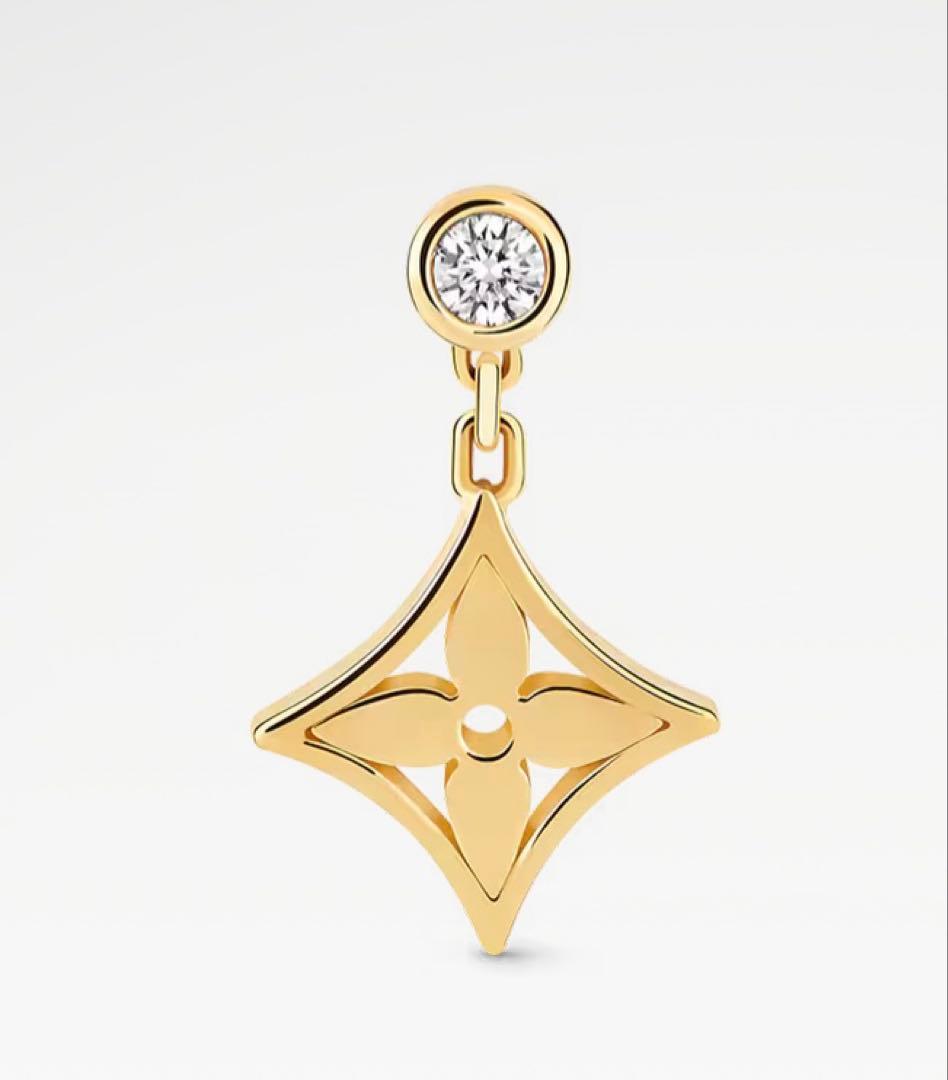 ルイヴィトン　ピアス　片耳　モノグラム　イエローゴールド