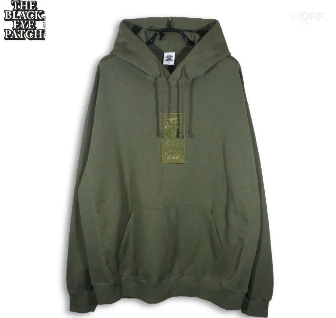 BLACK EYE PATCH 取扱注意 刺繍 パーカー  OLIVE XL
