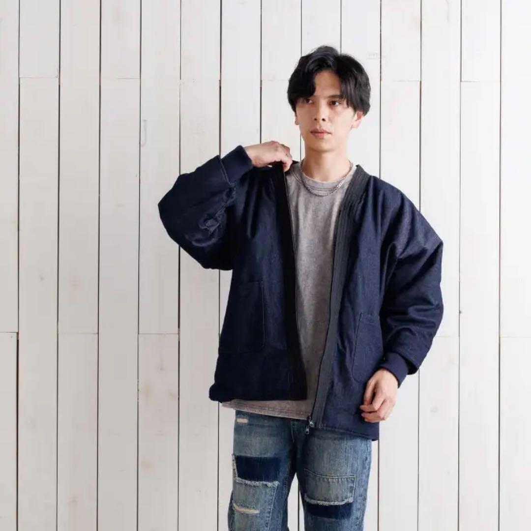 寒風寒波上等デニム半纏（ハンテン）NAVY×BLACK