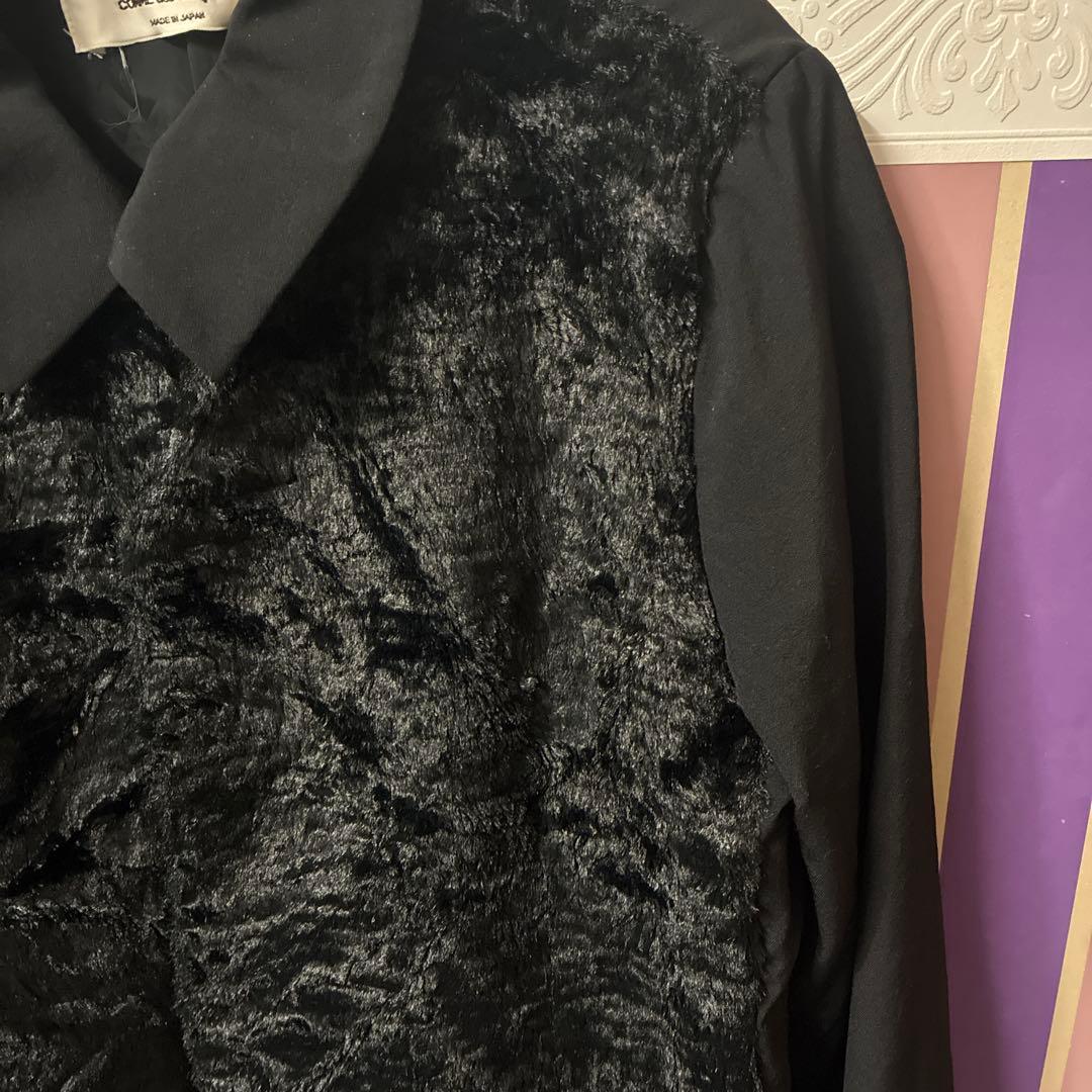 robe de chambre 黒ファー風ジャケット