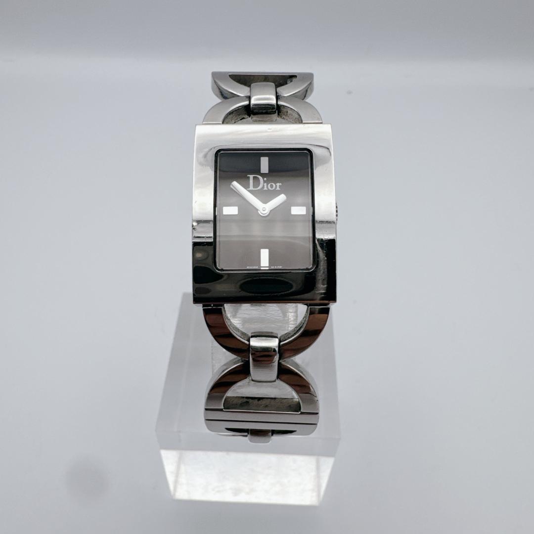 【美品】 DIOR マリス スクエア CDロゴブレス シルバー ブラック 腕時計