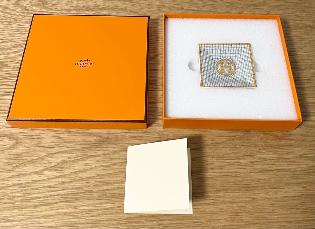 ゴールド カレ No1 トレイ プレート 皿 HERMES エルメス モザイク