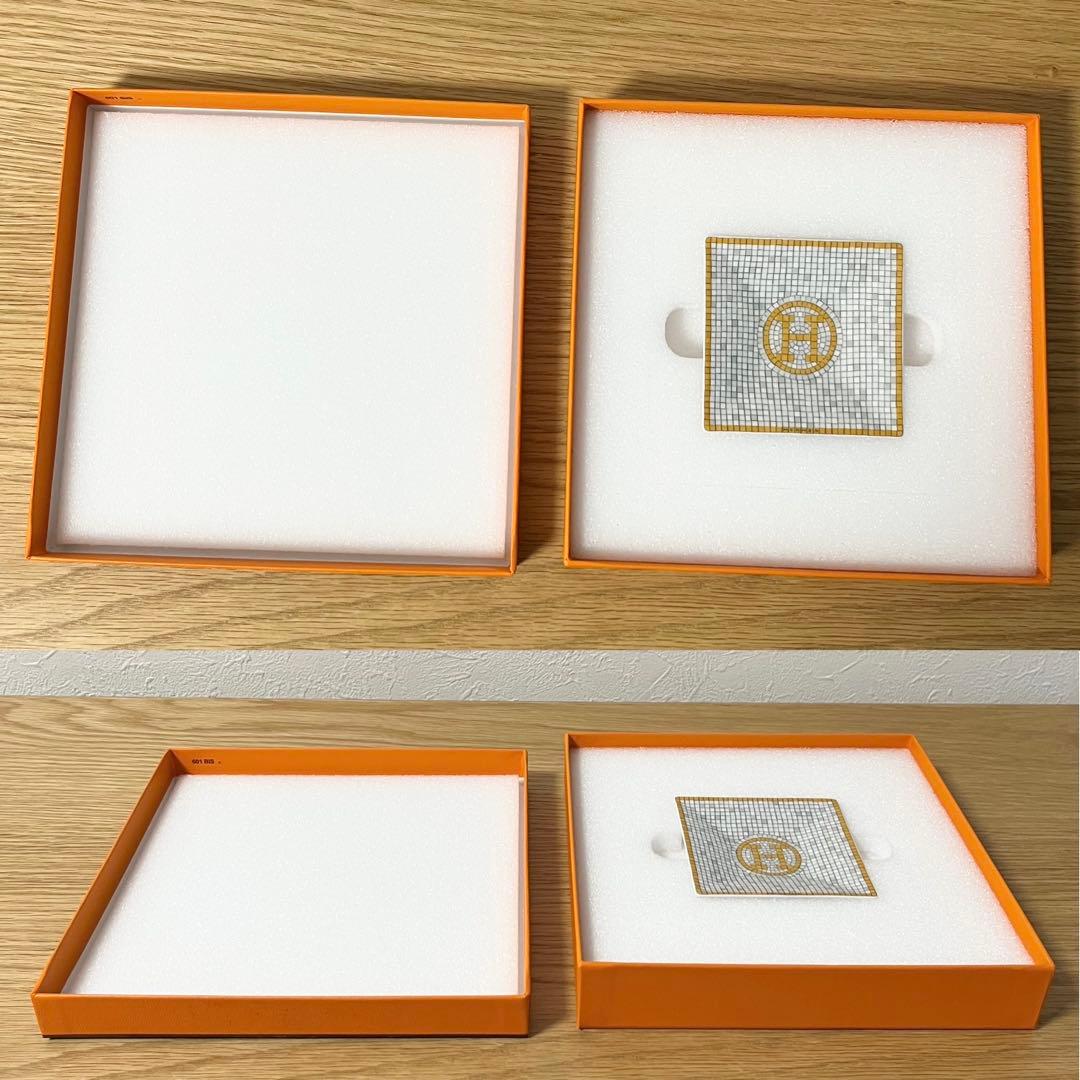 ゴールド カレ No1 トレイ プレート 皿 HERMES エルメス モザイク