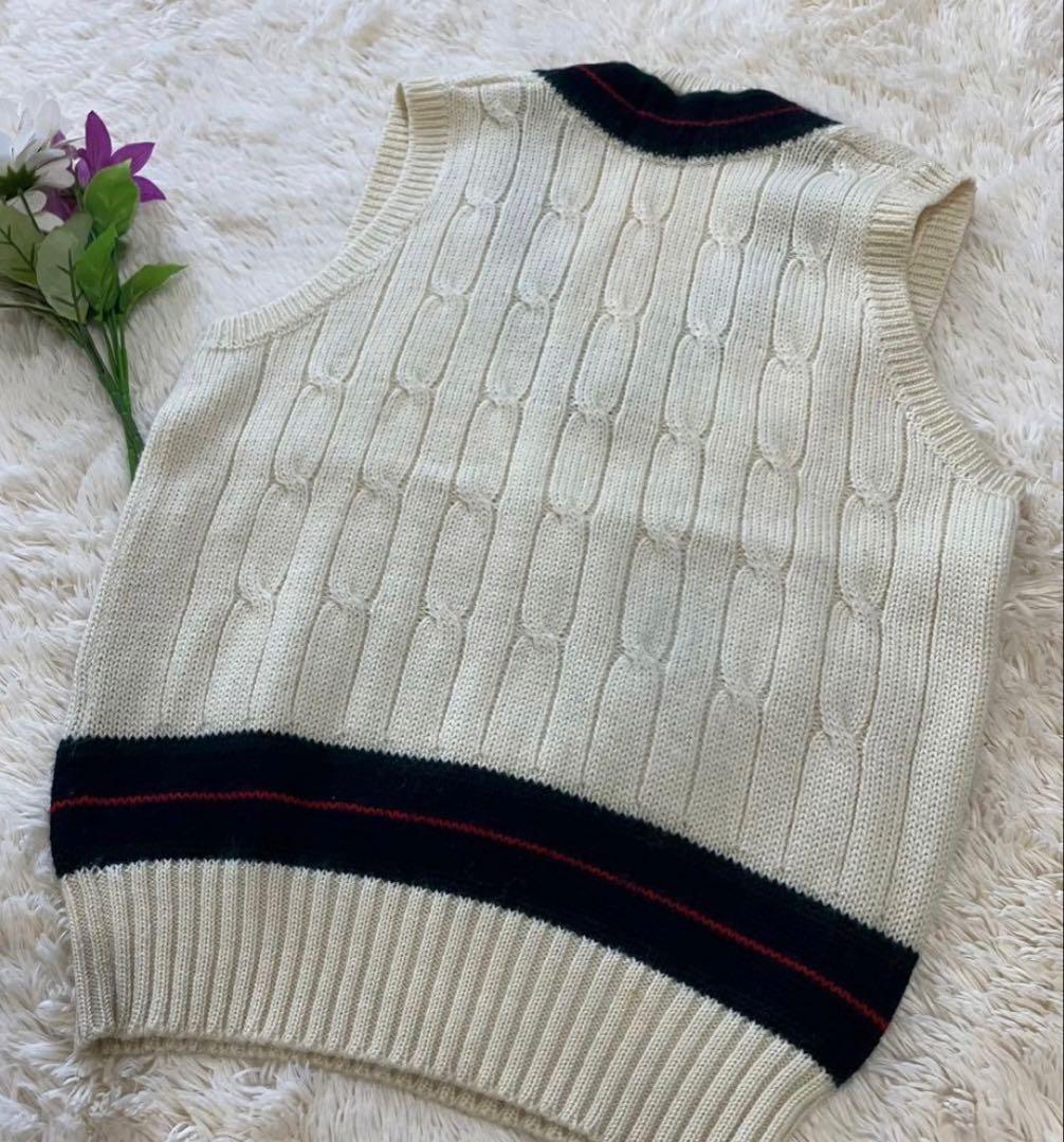 ポロ　ラルフローレン　ケーブルニット　ベスト　ヴァージンウール　チルデンニット