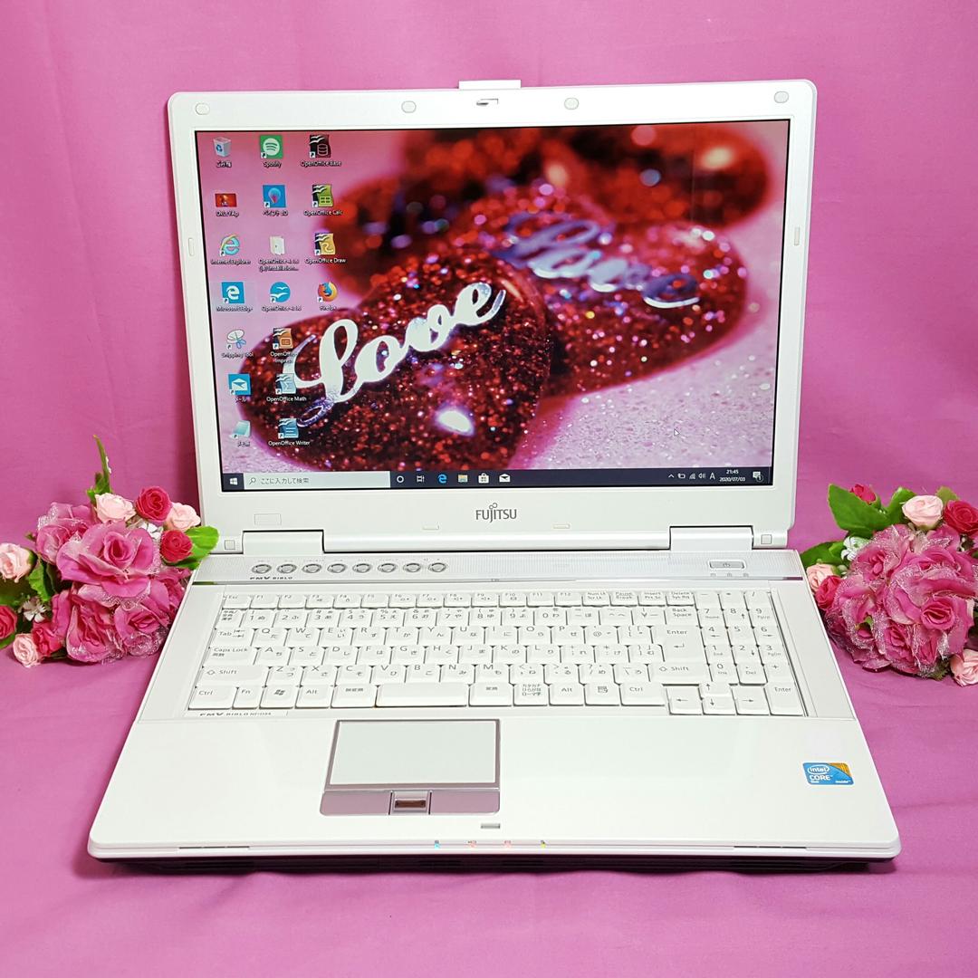 ♢富士通♢ホワイトBIBLO♢WINDOWS10♢大容量HDD♢テンキ♠HDMI