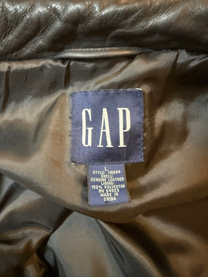 90's OLD GAP シングルレザージャケット　フルジップ　ビンテージ