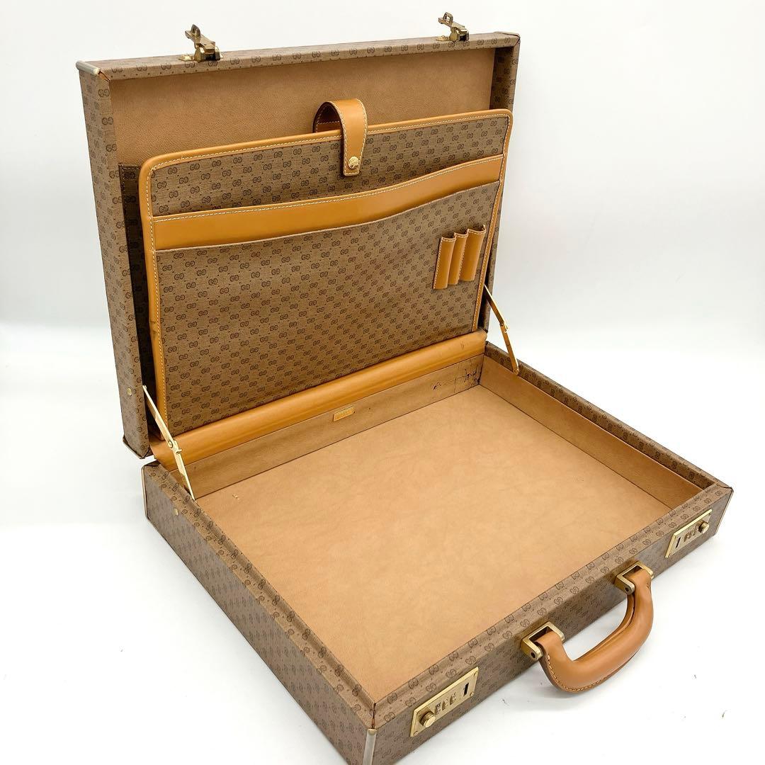【GUCCI】アタッシュケース　シェリーライン　マイクロGG PVC ベージュ
