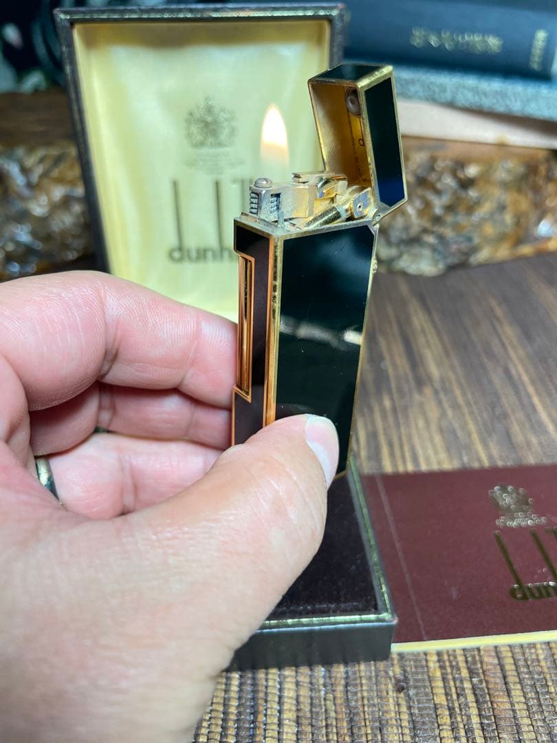 Y*A様 Dunhill ダンヒル ガスライター ブラック×ゴールド ローラー式