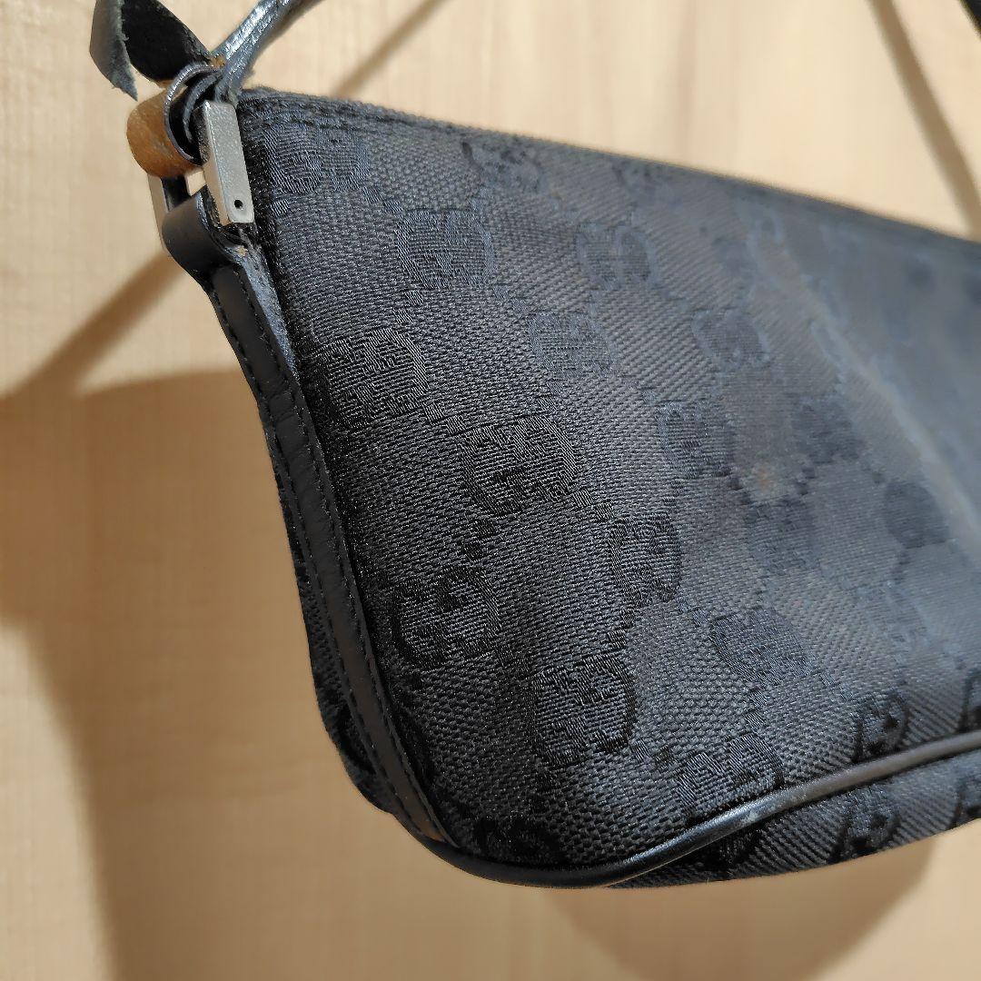 【GUCCI 】GGパターン アクセサリーポーチ ブラック キャンバス地