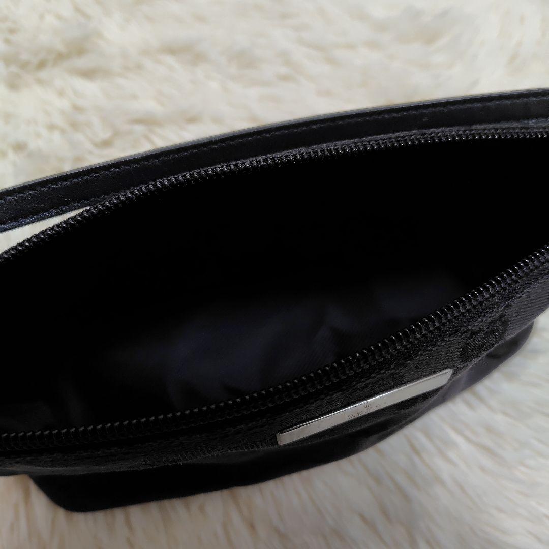 【GUCCI 】GGパターン アクセサリーポーチ ブラック キャンバス地