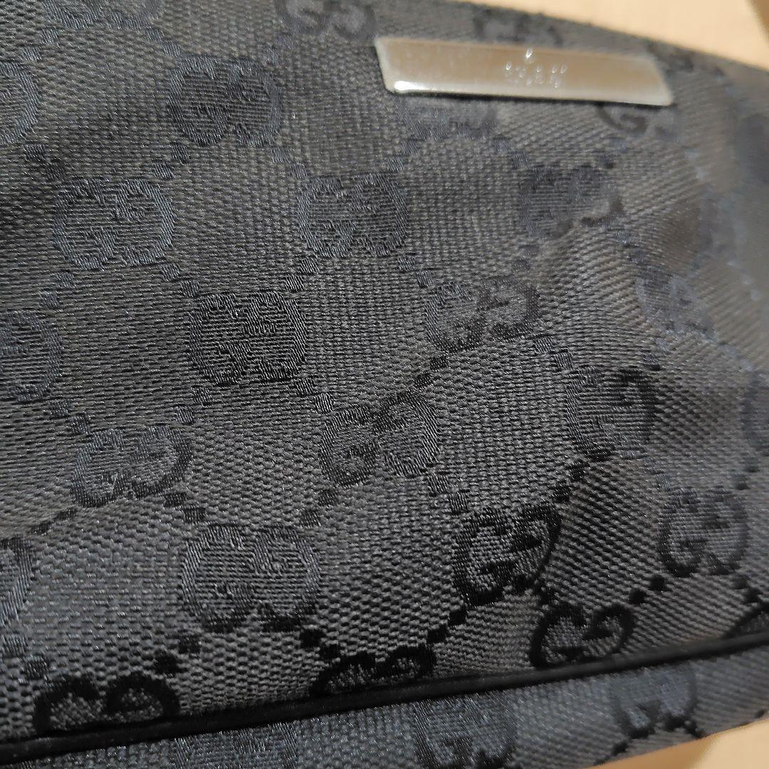 【GUCCI 】GGパターン アクセサリーポーチ ブラック キャンバス地