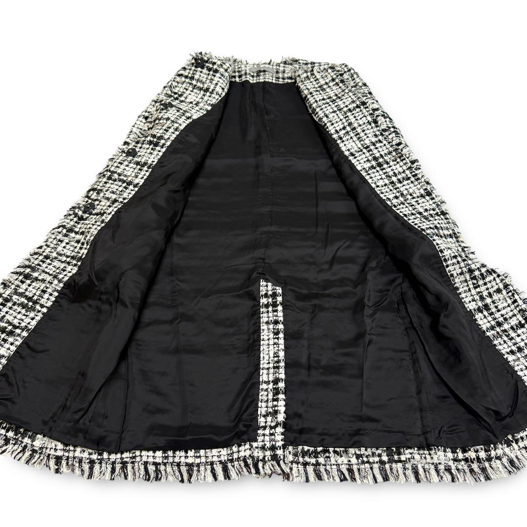 K*U様 セオリーリュクス　ミックスラメツイード　ノーカラーコート　白×黒　38