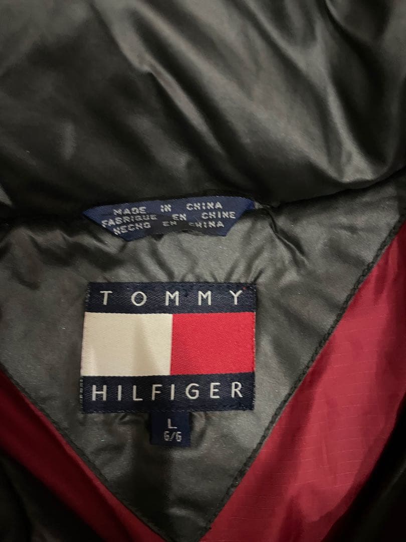 【極暖・肉厚】トミーヒルフィガー ダウンジャケット L 黒 90s 裏地デザイン