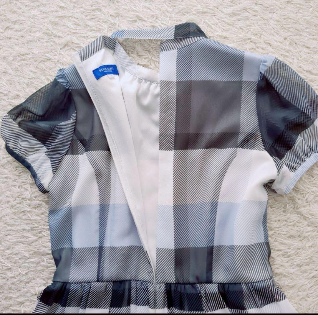 ブルーレーベルクレストブリッジ★美品★膝丈ワンピース★チェック★首元リボン