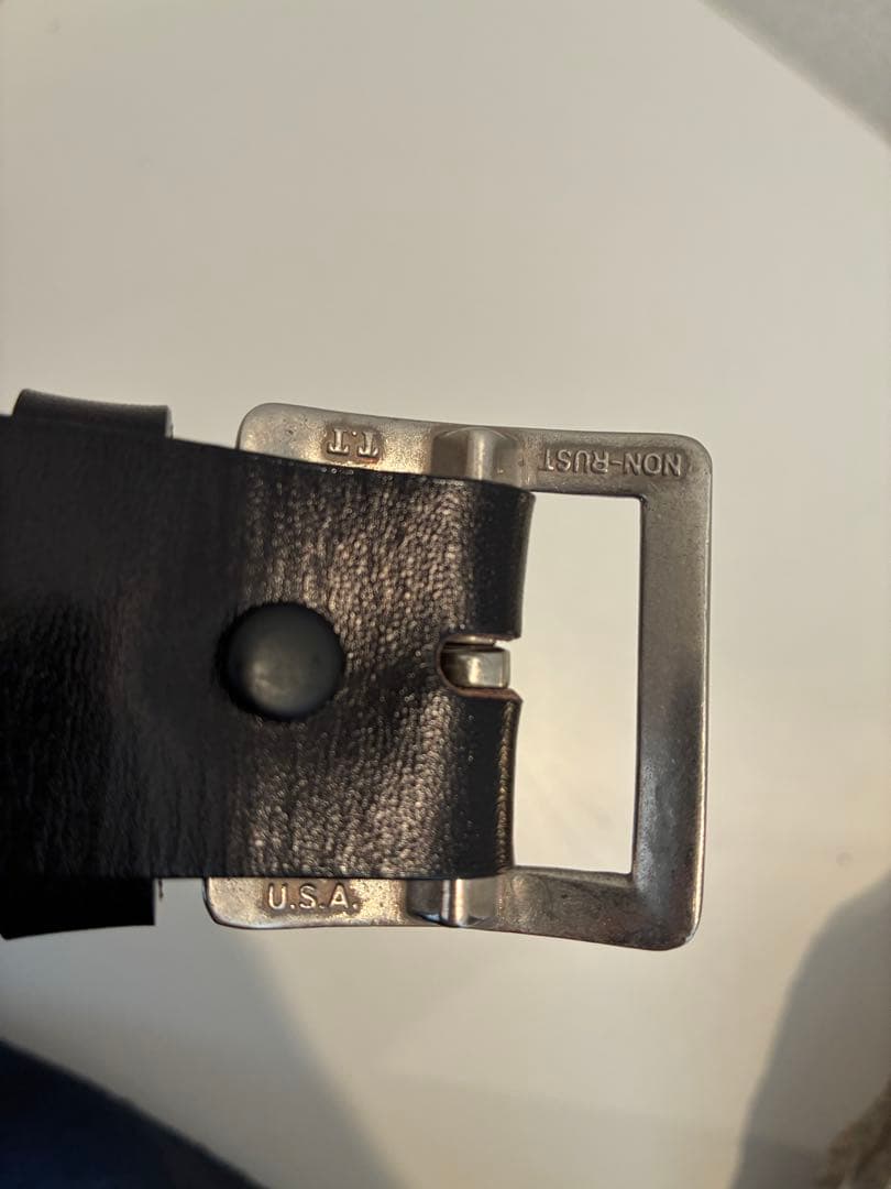 T.T タイガタカハシ　ブラックレザーベルト メタルバックル