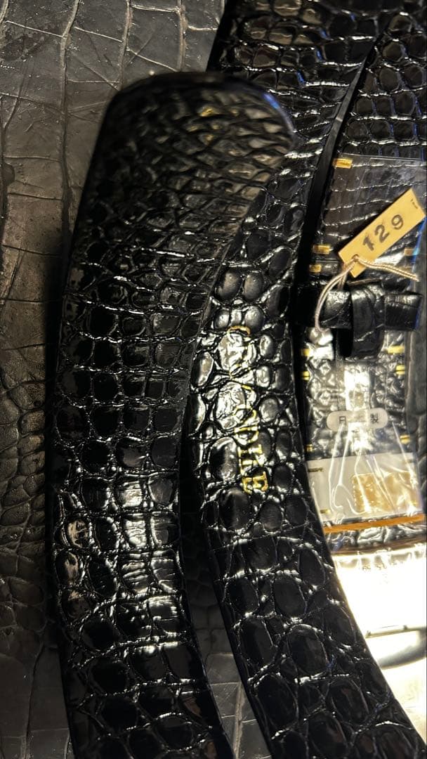 新品　クロコダイル　無双　ベルト　BLACK 黒　シャイニング　日本製