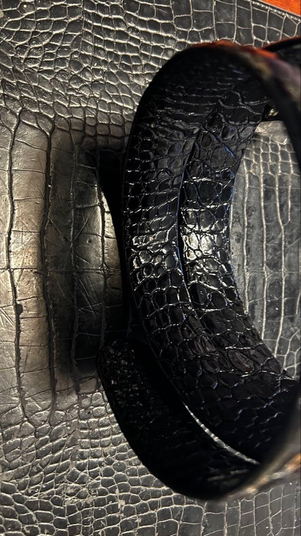 新品　クロコダイル　無双　ベルト　BLACK 黒　シャイニング　日本製