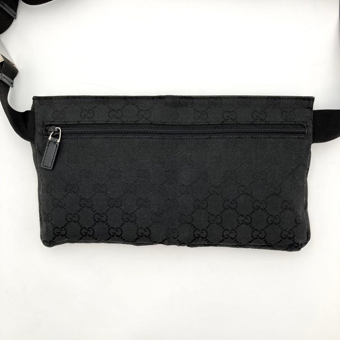 天下布武✨ GUCCI ボディバッグ GGキャンバス レザー 黒 ポケット