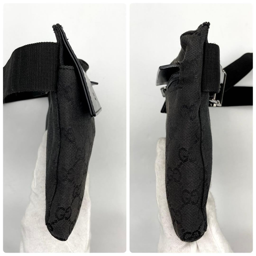 天下布武✨ GUCCI ボディバッグ GGキャンバス レザー 黒 ポケット