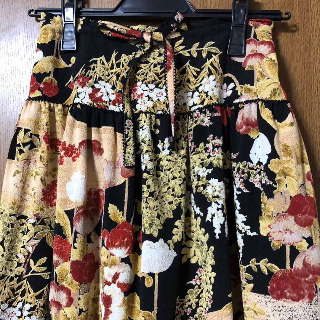 【未使用】⭐️ワンダフルワールド⭐️和柄スカート⭐️黒系⭐️
