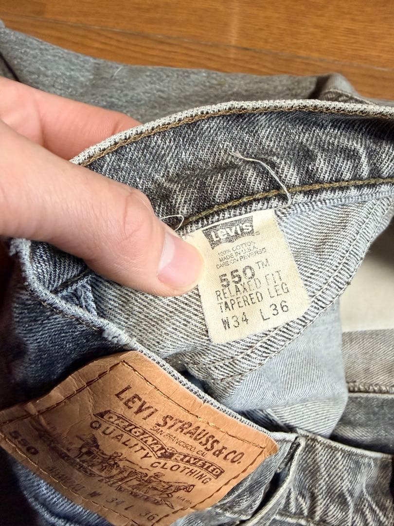 【希少オレンジタブ】USA製 リーバイス 550 先染めブラック W34 L36