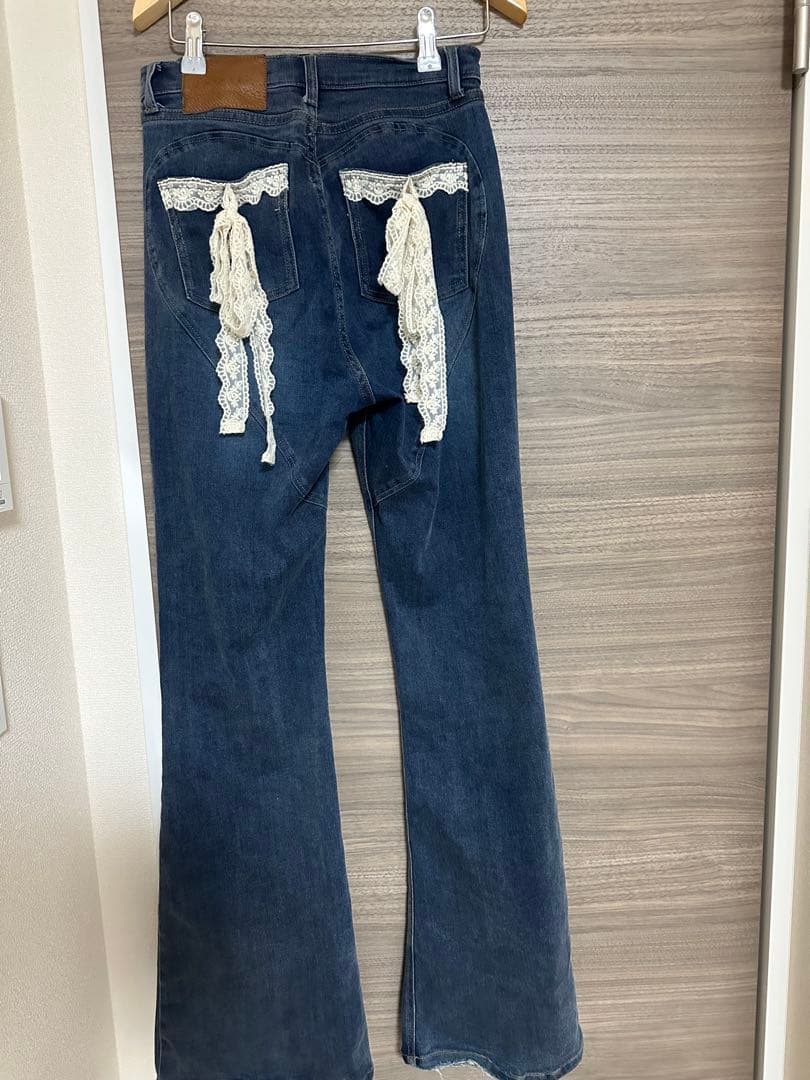 andmary Lacey ribbon heart hip denim　Ꮇ