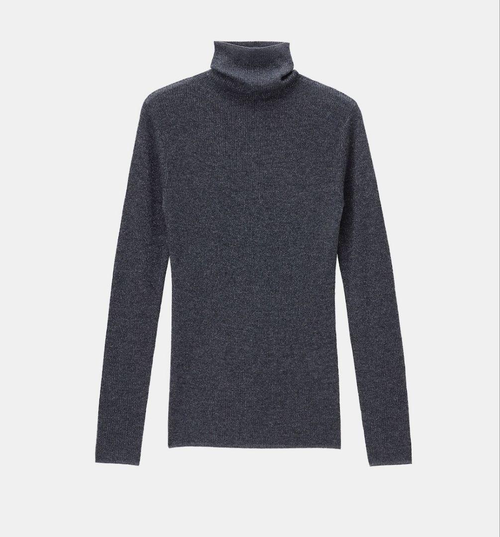 新品未使用　PLST ラメシアーリブタートルネックセーター