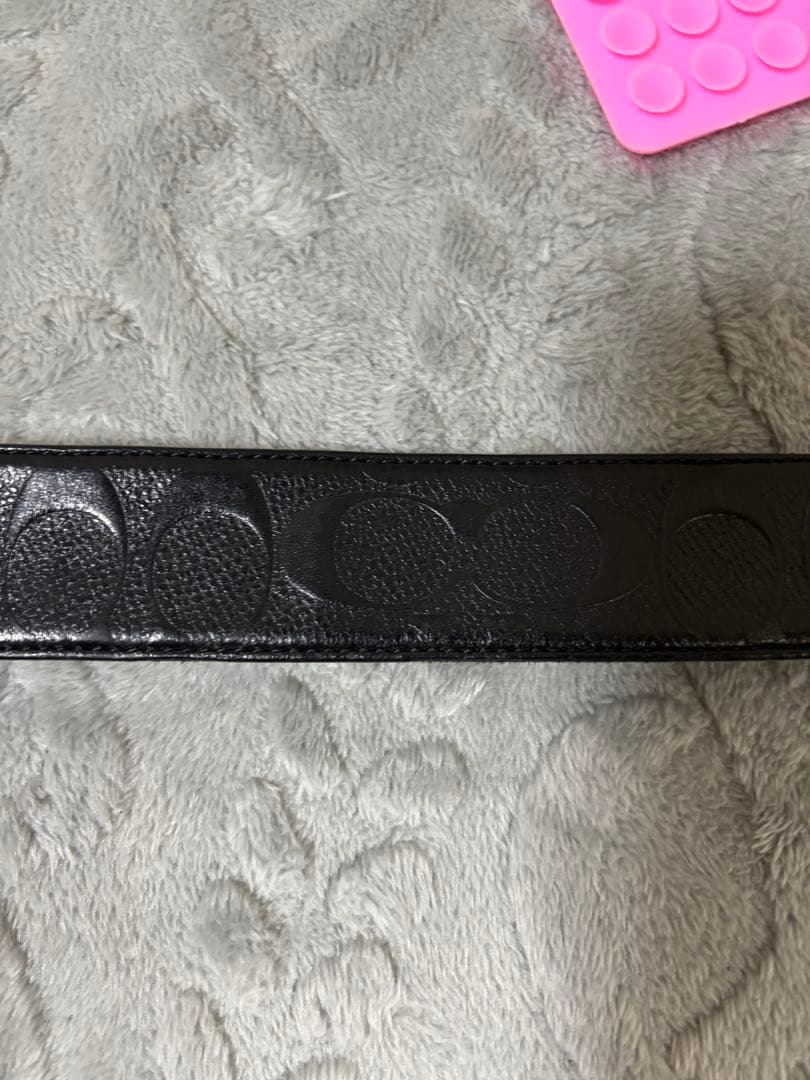 コーチ黒レザー ベルト シルバーC型バックル