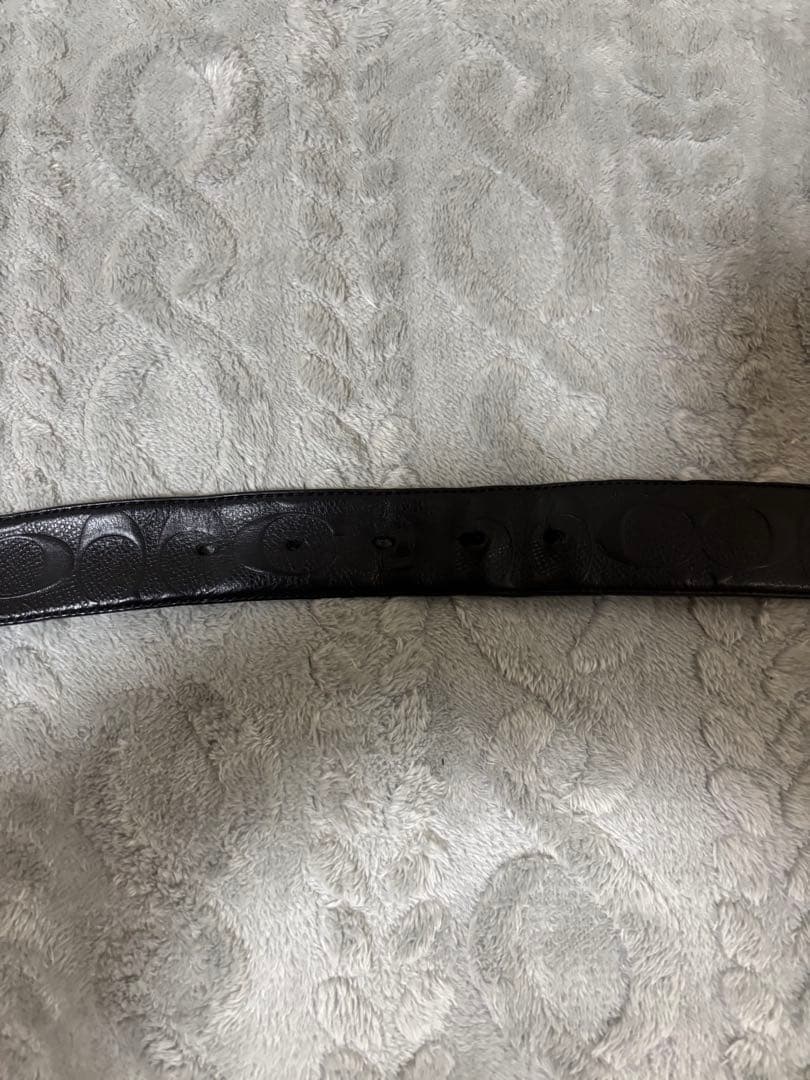 コーチ黒レザー ベルト シルバーC型バックル