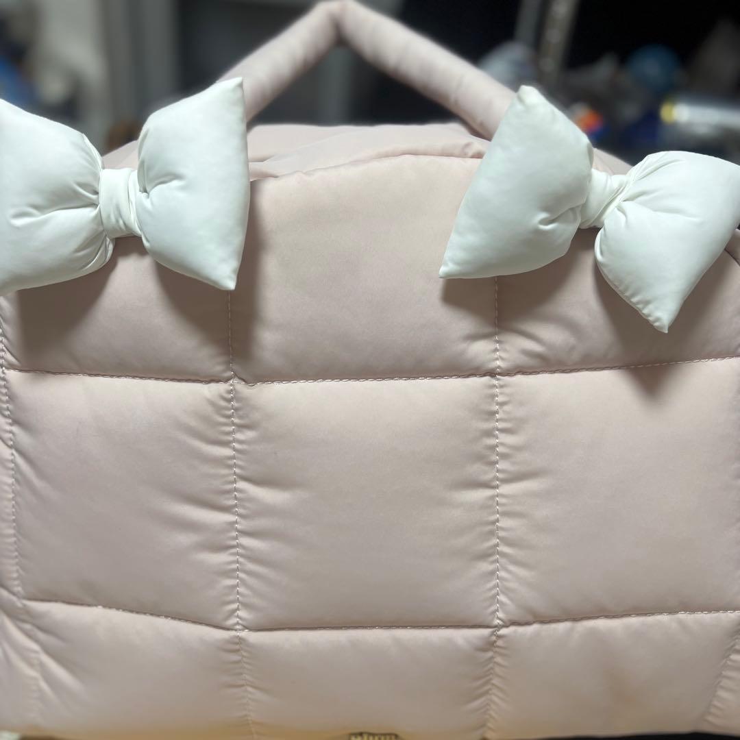 pium ピウム ボリュームリボンキャリーオンボストンバッグ ピンク